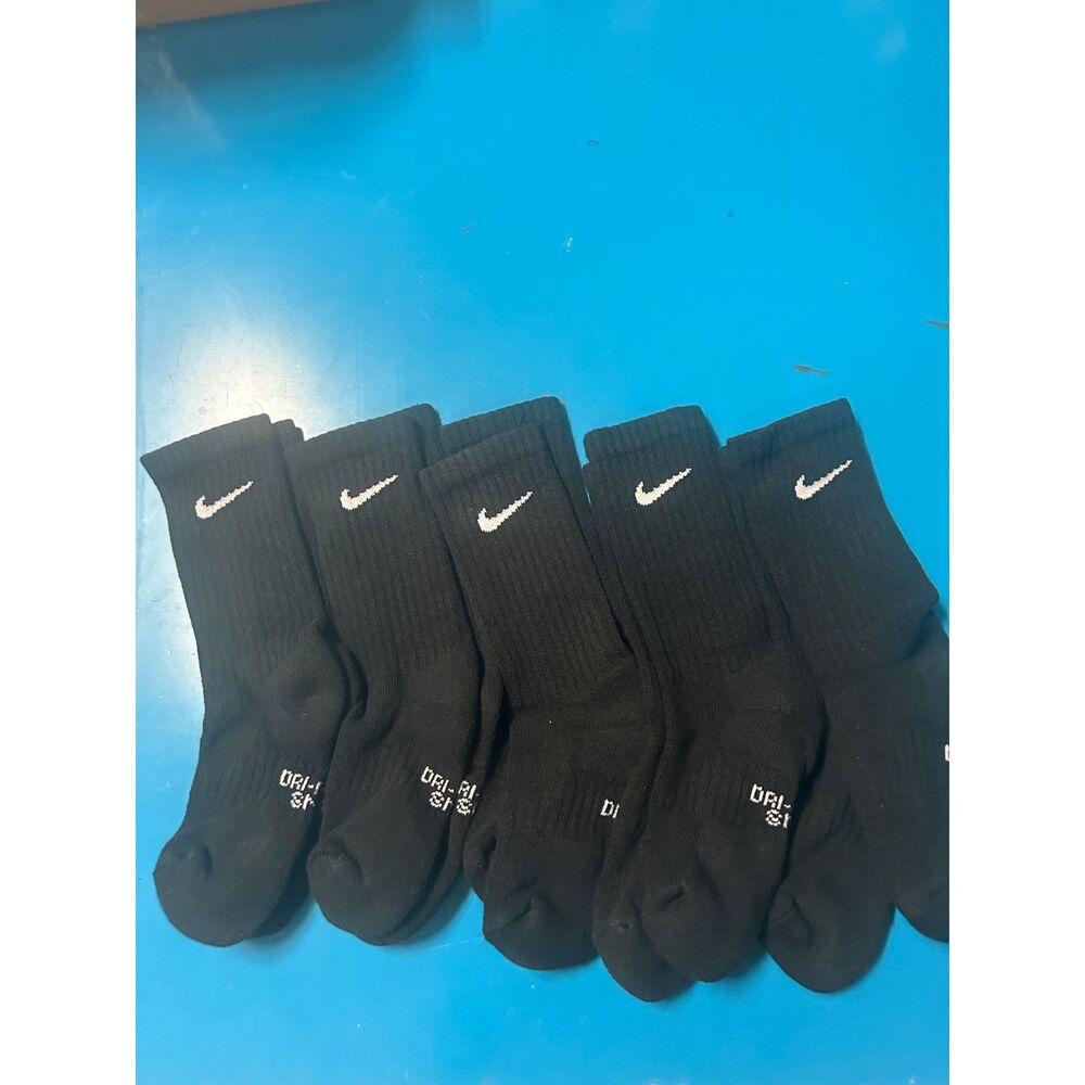 Nike Kids Cushioned Crew Socks, 5 Pairs, Black, Small, 3Y-5Y